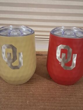 Oklahoma OU Stainless Steel Insulated Wine Tumbler - Red & Yellow 12oz